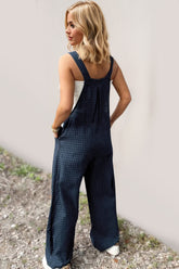 Oh Full Size Plaid Wide Leg Overalls with Pockets OutfitFlow